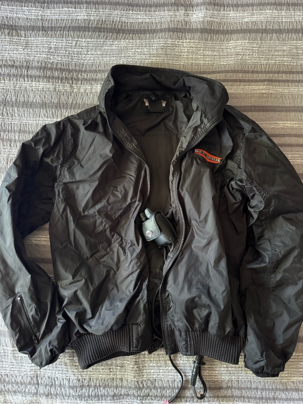Harley-Davidson Black Men's Bomber Jacket with Logo Patch